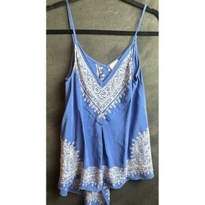 Anthropologie HD in Paris Blue Bandana Print 100% Silk Top Size 6 Boho Chic